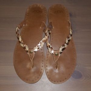 UGG Navie Rose Gold flip flops, sz 9